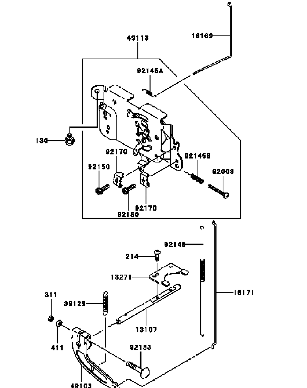 Kawasaki Fh381v-Cs23 Control Equipment Diagram and Parts List for G1332 55AI5GMQ050-WAM Cub Cadet Lawn Mower